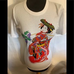 Japanese geisha cotton fitted tee shirt. XS